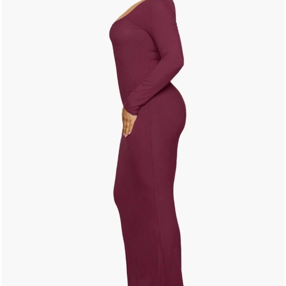SKIMS red wine body shapping Ribbed Maxi Dress - Picture 4 of 7